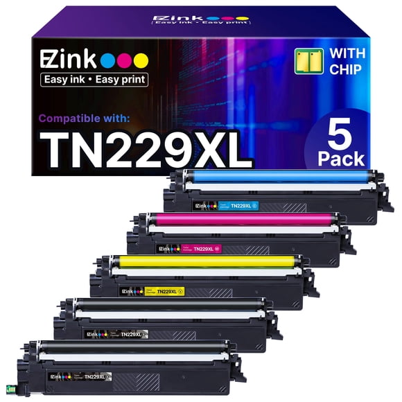 Cartuchos de tóner E-Z Ink TN229XL compatibles con Brother, paquete de 5