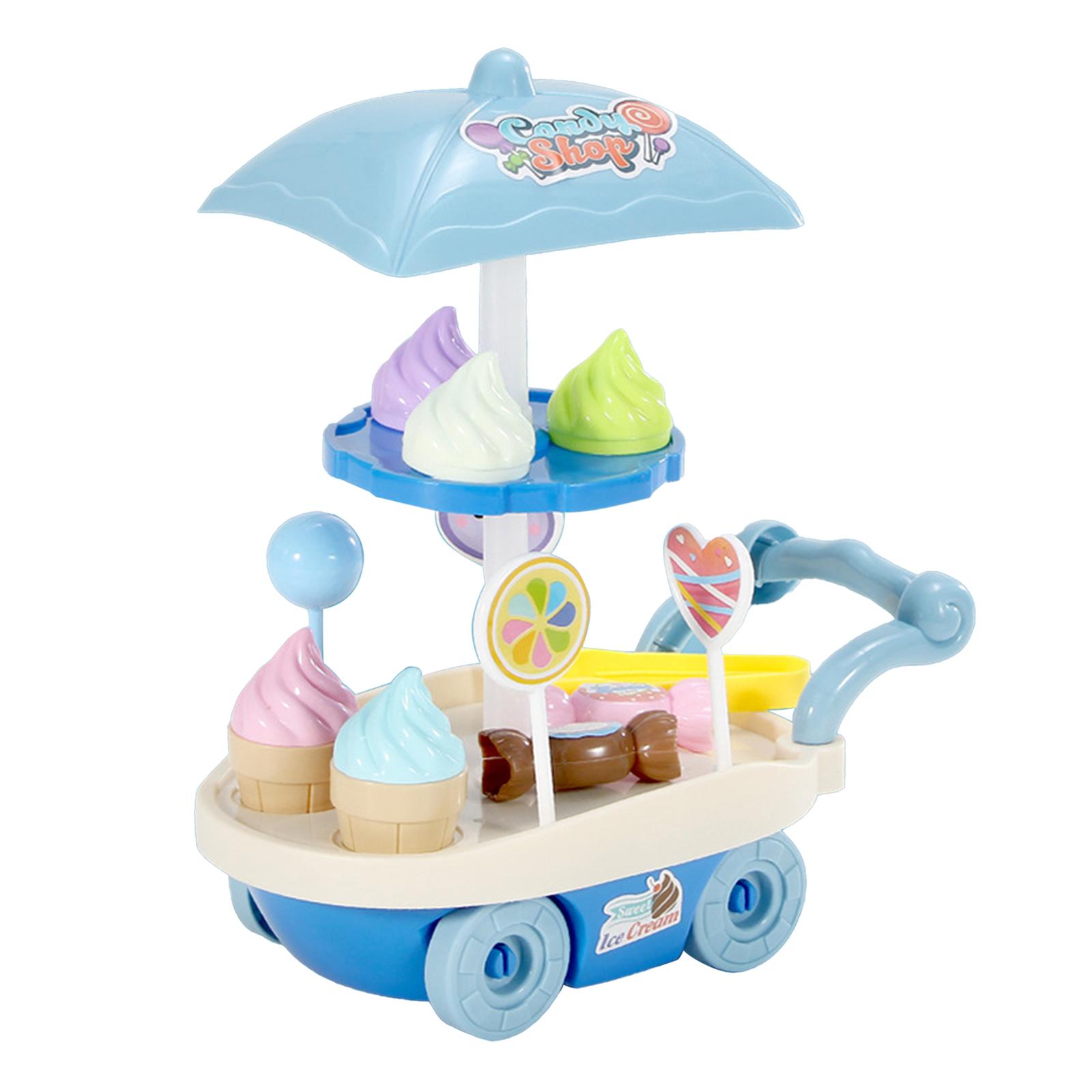 Bothyi - Carrito De Helados De Juguete Diy Simulado Para Niños, Juguete Interactivo Para Interiores Y Exteriores, Color Azul