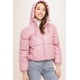 thumbnail image 3 of Chaqueta Puff Con Capucha Y Cierre De Cuero Sintético Pu Rosa, 3 of 5