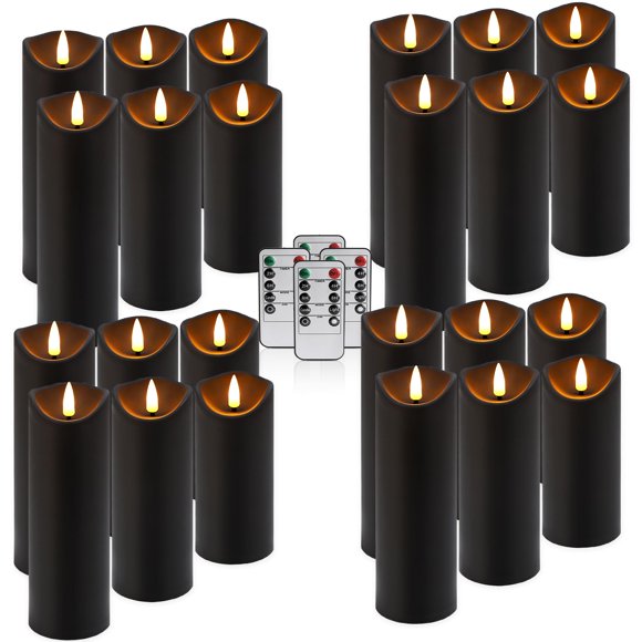 Velas LED fclayvts pack de 24 negras con control remoto 3D