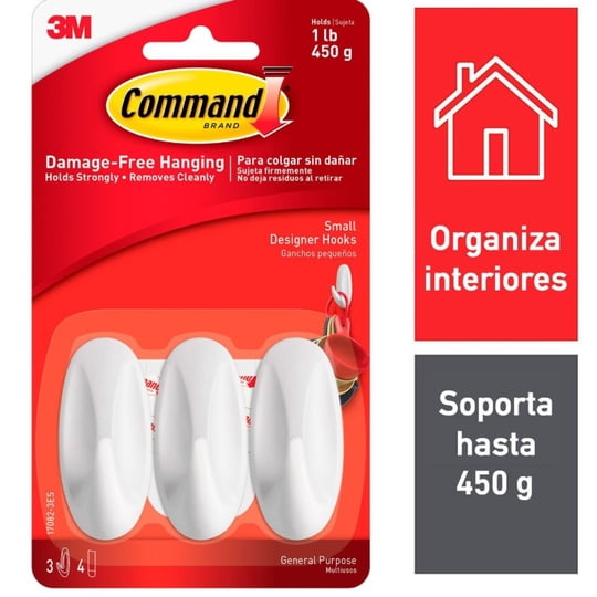 Ganchos Pequeños 3 Unidades 1 Un Command