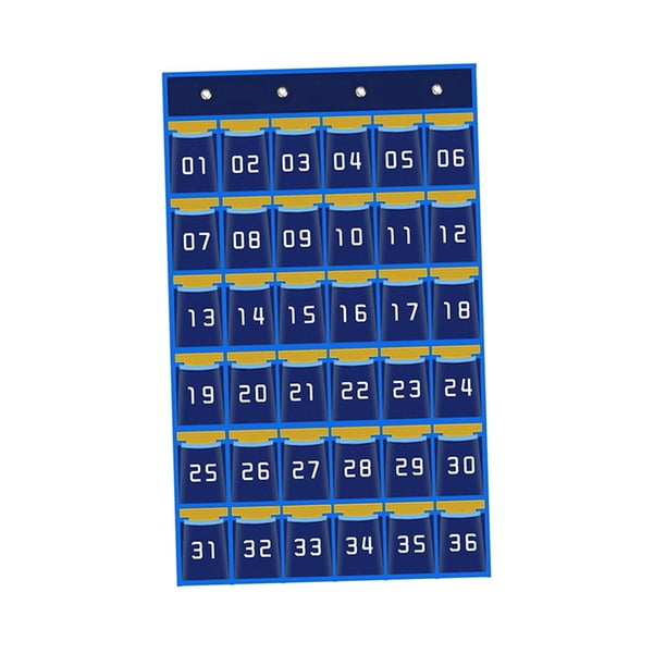 Gráfico De Bolsillo Para El Aula Con Organizador De Bolsillo Numérico Para El Gabinete Del Dormitorio Del Hogar Azul 36 Bolsillos