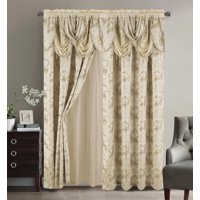 Juego De 2 Paneles Glory Rugs Jacquard De Lujo Para Ventanas, Color Beige, 140 X 213 Cm