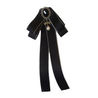 Magideal - Cinta Pajarita Broche Bowknot Broche Pin Pajaritas Elegante Abalorio Decorativo Jabot S Preatadas Para Mujer Camisa Dama De Boda Uso Negro