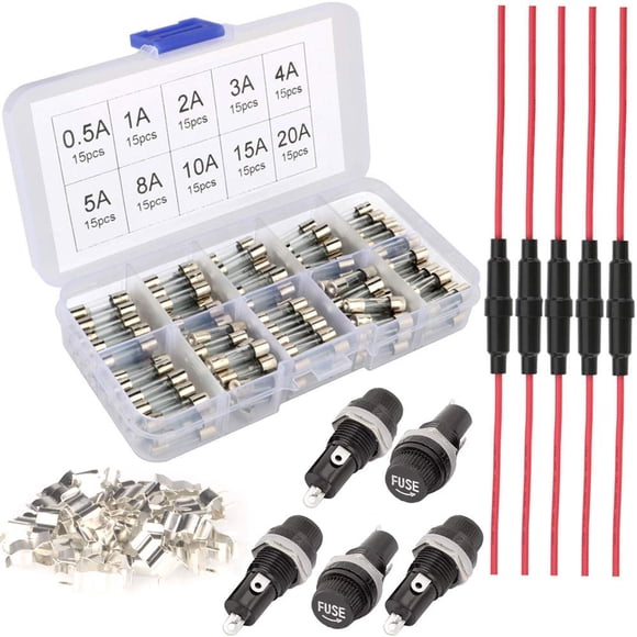 Kit De Fusibles De 150 Piezas Fusibles De Vidrio 5 X 20 Mm Y Portafusibles