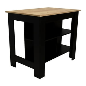 Fmfurniture - Isla De Cocina 103X70X90 Cm Fm-009N Negro Y Café Claro