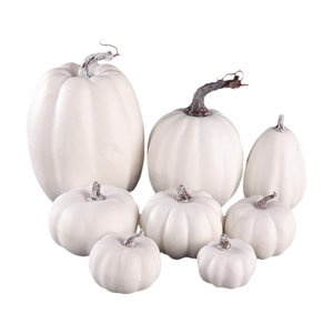 Bothyi - Juego De Calabazas Artificiales De 8 Piezas, Suministros Festivos Para Fiestas, Duraderos Para El Hogar, Cocina, Blanco