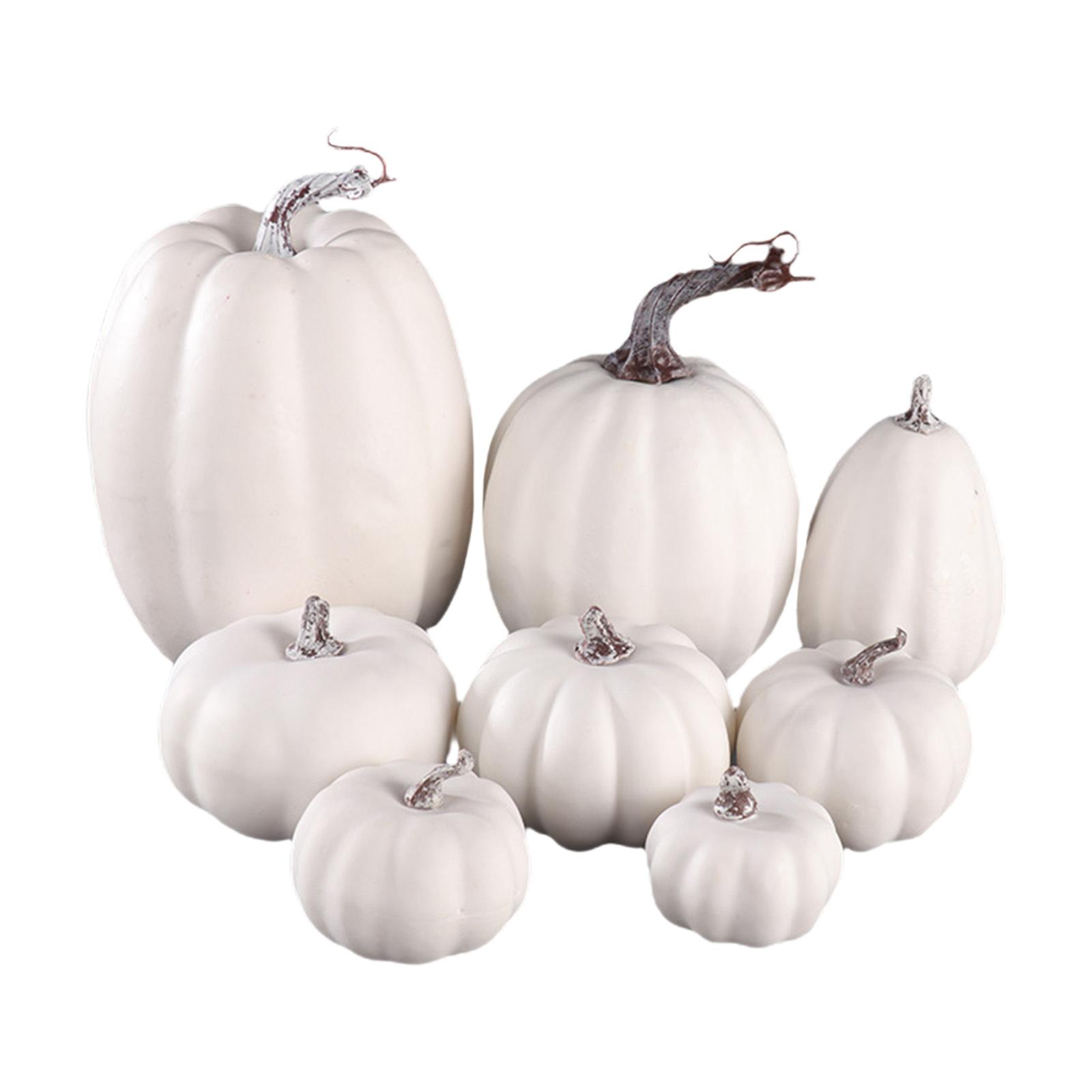 Bothyi - Juego De Calabazas Artificiales De 8 Piezas, Suministros Festivos Para Fiestas, Duraderos Para El Hogar, Cocina, Blanco