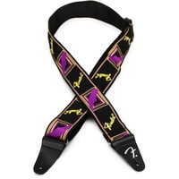 Fender - Correa De Guitarra Neon Con Monograma Morado Amarillo De 5 Cm De Ancho
