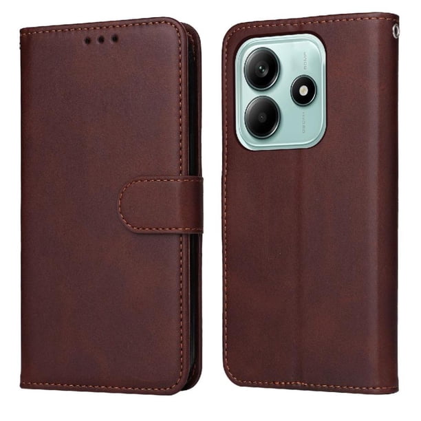 Funda Billetera para Xiaomi Redmi Note 14 5G con Porta Tarjetas y Soporte Ajustable Marrón