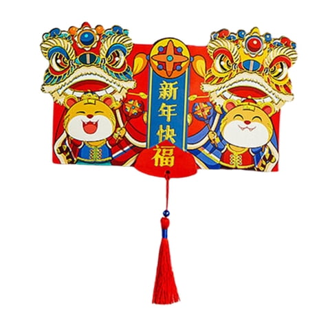 Bothyi - Bolsa De Dinero De La Suerte De Sobres Rojos Plegables De Estilo Chino Para Festival Lion B