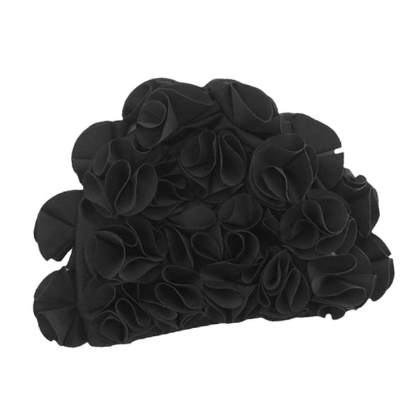 Gorro De Natación Pétalos Florales Trendy Beach Swim Caps Para Niñas Jóvenes Mujeres Negro