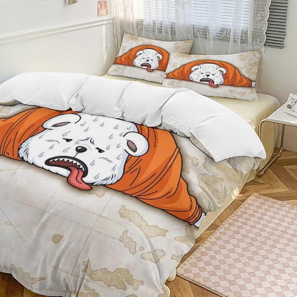 Funda nórdica Bepo para cama, divertida, de dibujos animados de anime, ligera, de 3 piezas, edredón, fundas