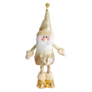 Magideal - Figura Navideña De Peluche Con Patas Telescópicas, Adorno De Recuerdo, Muñeco De Pie Navideño Para Repisa De Chimenea De Año Nuevo, Regalo De Navidad Papá Noel