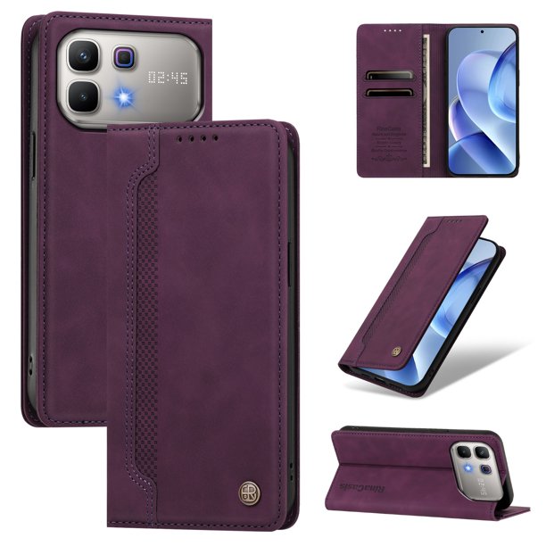 Funda Billetera para Infinix Note 60 5G Imán y Resistente Morado