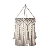 Ioensy - Macramé Lámpara Sombra Sala De Estar Festival Bohemio Colgante Colgante Cubierta De Luz Estilo A 30Cmx75Cm