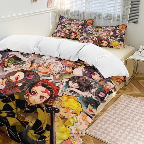 Demon Slayer Anime Home Bed 3-piece Set Classic Japanese Anime Polyester Wash Student Dormitory Set