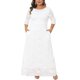 thumbnail image 1 of Vestidos fluidos de talla grande para mujer de Agnes Orinda con encaje floral, cuello redondo, mangas 3/4, vestido maxi de cóctel para boda y noche, talla 4X, blanco, 1 of 7