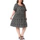 thumbnail image 4 of Vestidos de talla grande para mujer de Agnes Orinda, estilo bohemio floral, cuello redondo, lazo, manga corta con volantes, vestido casual de verano con bolsillos, talla 3X, negro, 4 of 6