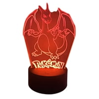 Lelumania - Lampara Ilusion 3D Charizard De 7 Colores, Base Touch