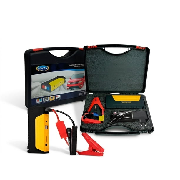 Arrancador De Bateria Para Auto Cargador Portatil Multi-funcion Jump Starter Kit Con Pinzas Inteligentes Power Bank Linterna LED Maletin De Emergencia Para Vehiculos 12V Premium FIGOIMPORT