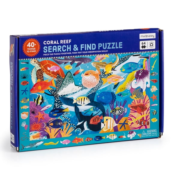 Puzzle Mudpuppy Coral Reef Search & Find, 64 piezas, más de 4 años