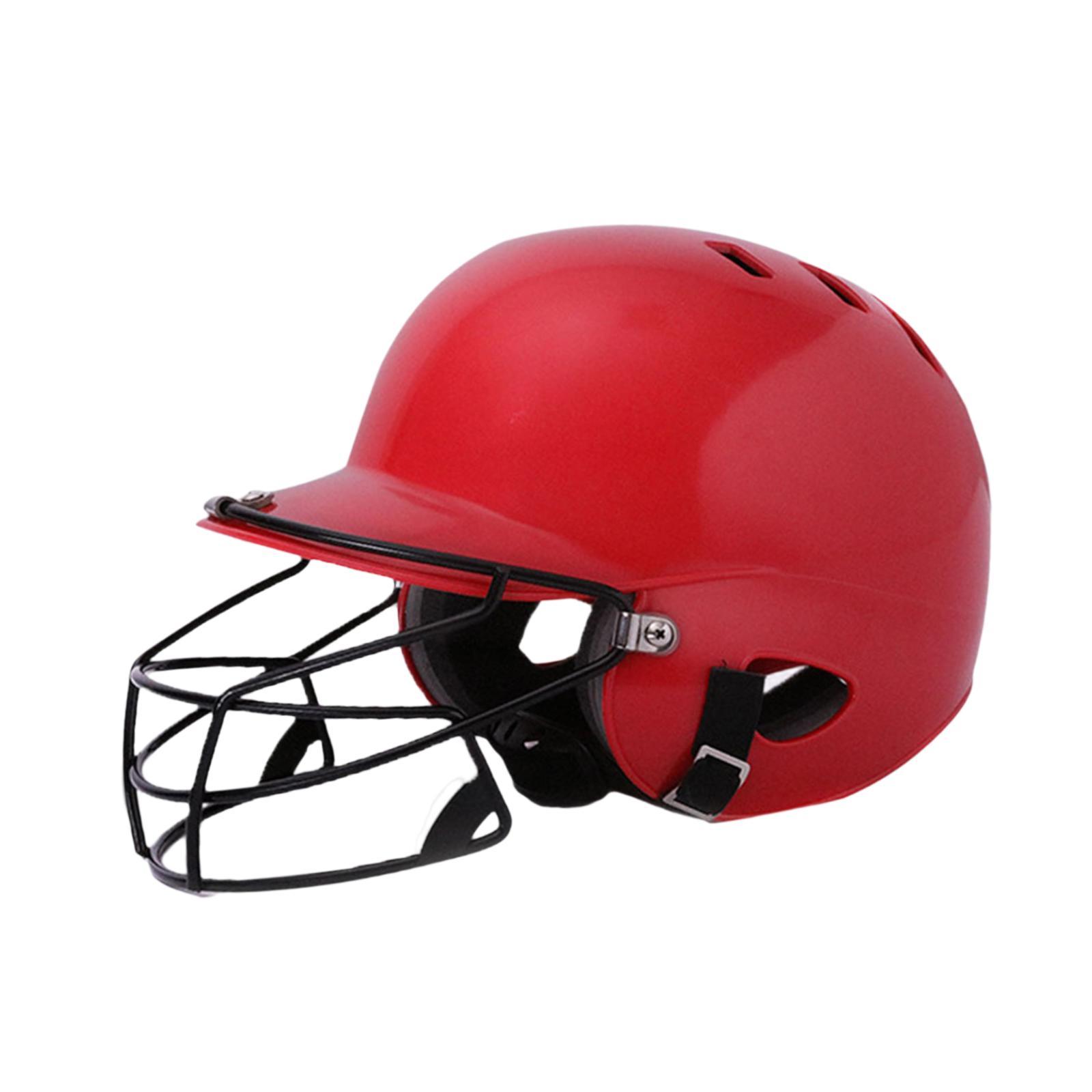 Magideal - Baseball Batting Helmet Softbol Helmen Ventilación Ventilación Ventilación Guardia Absorbente Con Facera De La Facera Para Deportes De Competencia Rojo