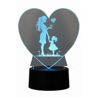 Lampara Ilusion 3D Madre E Hija Ii De 7 Colores, Base Touch