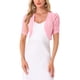 thumbnail image 1 of INSPIRE CHIC Bolero de Malla para Mujer con Frente Abierto y Mangas Cortas Fruncidas, Cárdigan Corto en Rosa Talla XL, 1 of 6