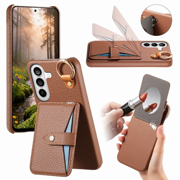 Funda FOXDOCK para Samsung Galaxy S26 Pro Soporte múltiple, diseño con anillo, función billetera y protección avanzada-marrón