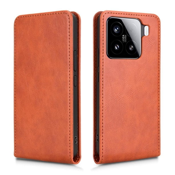 Funda tipo folio para Xiaomi 15 Pro con soporte magnético y protección para la cámara Marrón