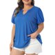 thumbnail image 4 of Agnes Orinda Blusas de Pascua para Mujer Tallas Grandes Cuello en V Bordado de Ojales Manga Abullonada Texturizada Moda Verano 2026 Blusa Casual Túnica 4X Azul Real, 4 of 6