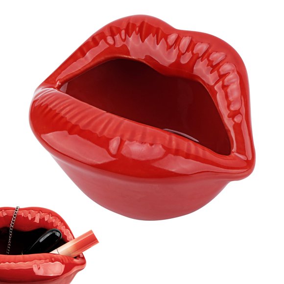 Porta anillos Biiange 13x11x7 cm Labios rojos de cerámica