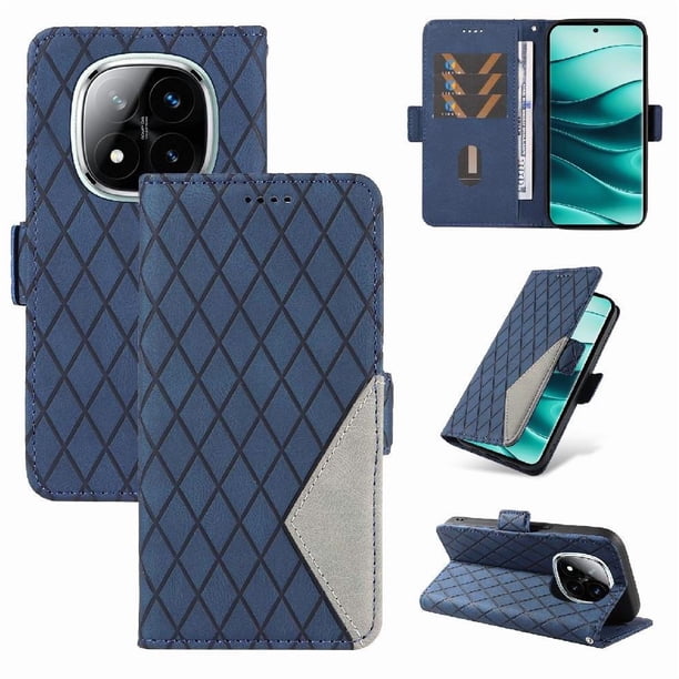 Funda Cartera para Xiaomi Redmi Note 14 Pro 5G con Tarjetero Soporte y Correa Azul