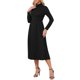 thumbnail image 4 of INSPIRE CHIC Vestido de Punto Plisado para Mujer de Manga Larga Cuello Alto Casual de Negocios Suéter Vestido Línea A Midi Conjuntos de Otoño Invierno M Negro, 4 of 6