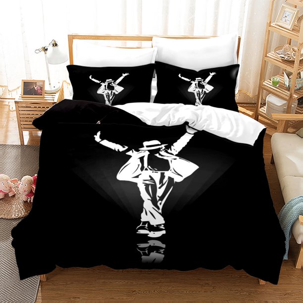 x1908 Bed Sheets Michael Jackson Bedding Set Twin Full Size Musical genius Bed Set Teenager Bedroom Duvetcover Sets 3-Piece Bedding Set (1 Duvet Cover + 2 Pillow Shams) nj1908