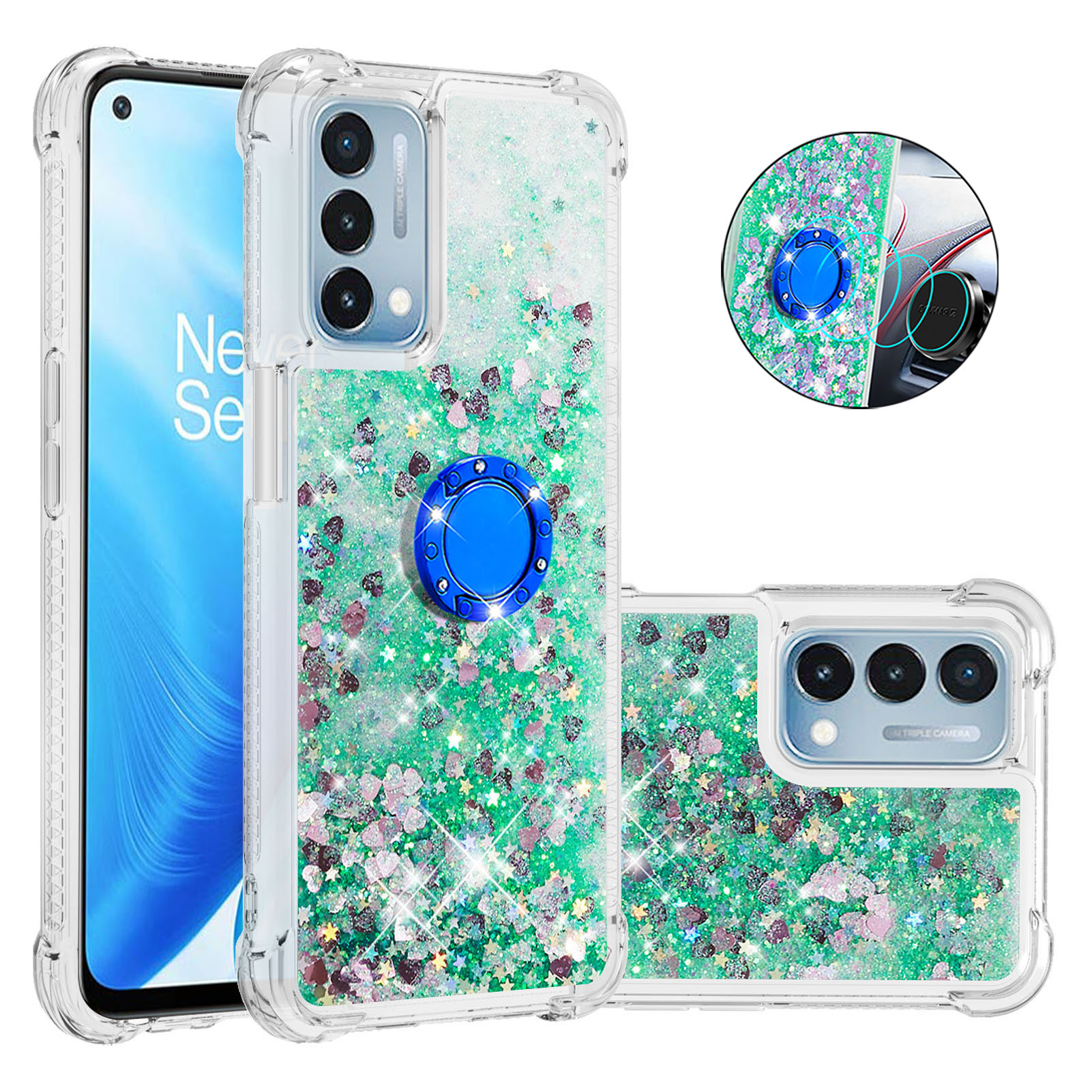 Foxdock - Funda Para Oneplus Nord N200 5G Con Brillo Líquido, Protección Completa Y Soporte De Anillo Giratorio