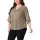 thumbnail image 4 of Agnes Orinda Blusa Casual para Mujer de Talla Grande, Parte Trasera con Pliegues, Cuello en V, Mangas 3/4, Estilo Suelto a Cuadros, Talla 3X, Color Caqui, 4 of 7