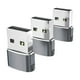 thumbnail image 4 of 3 Uds Tipo C 3,1 A USB 2,0 Adaptador Enchufe Transmisión De Datos Para Auriculares Gris, 4 of 5
