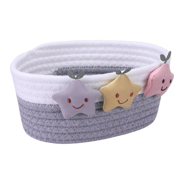 REGALWOVEN Cesta de Almacenamiento Tejida, Caja de Almacenamiento Estrella para Llaves de Escritorio en la Entrada, Bandeja, Cuenco Gris