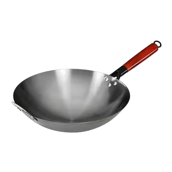 Sartén Wok A Gas Sin Recubrimiento Con Mango De Madera Sartenes Utensilios De Cocina Universales Sartén Salteada 38cm