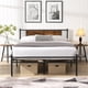 thumbnail image 2 of Full Size metal bedframe,Headboard with wood panel decoration,black, 2 of 3