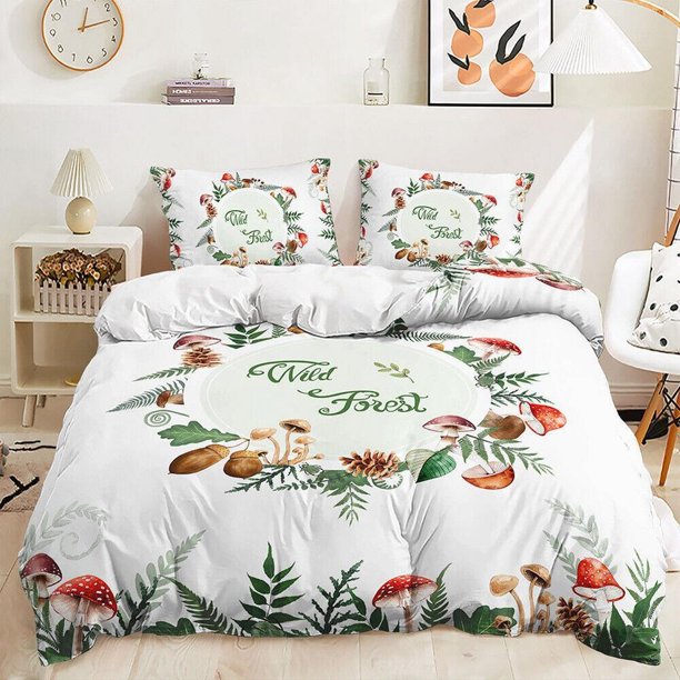 Plant Magic Mushroom Quilt Duvet Cover Set Children Bed Linen Comforter Cover3-Piece Bedding Set
