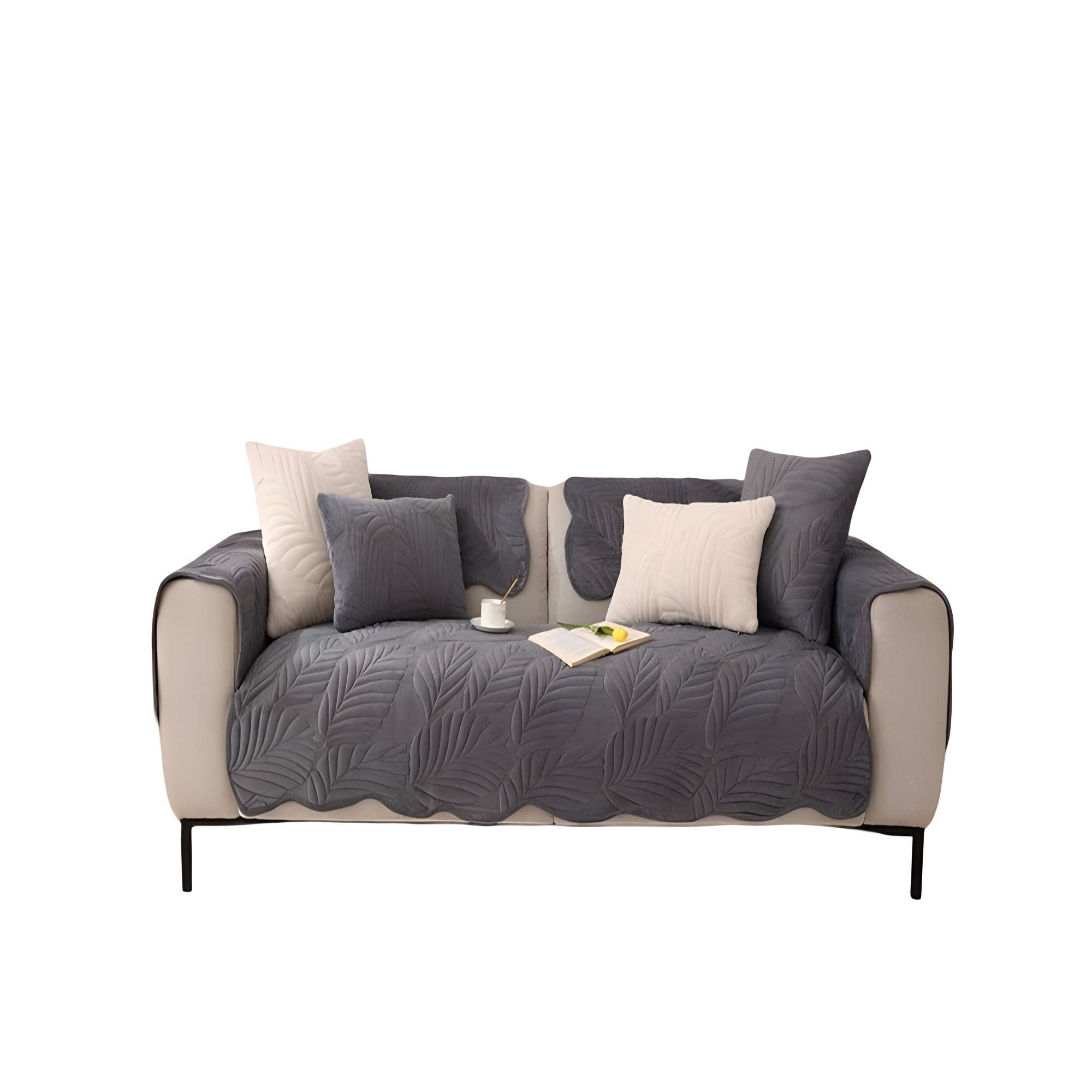 Genérico - Funda De Sofa De 5 Piezas Con Relieve Gris