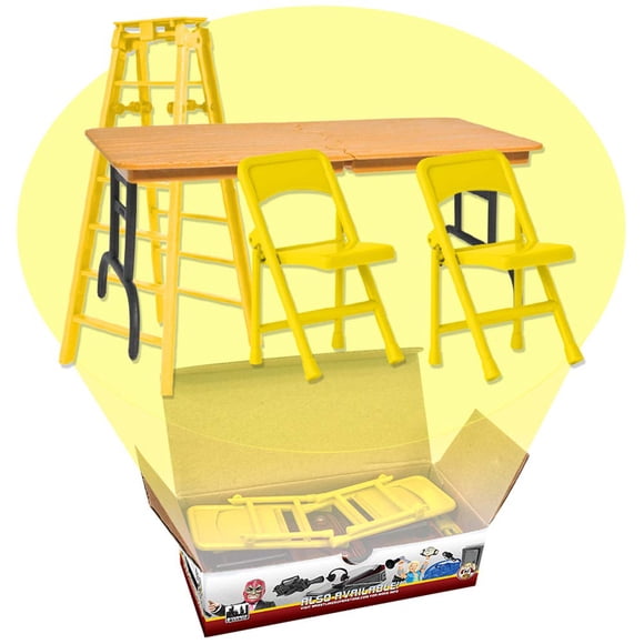 Set de Juego con Escalera, Mesa y Sillas Amarillas para Figuras de Acción