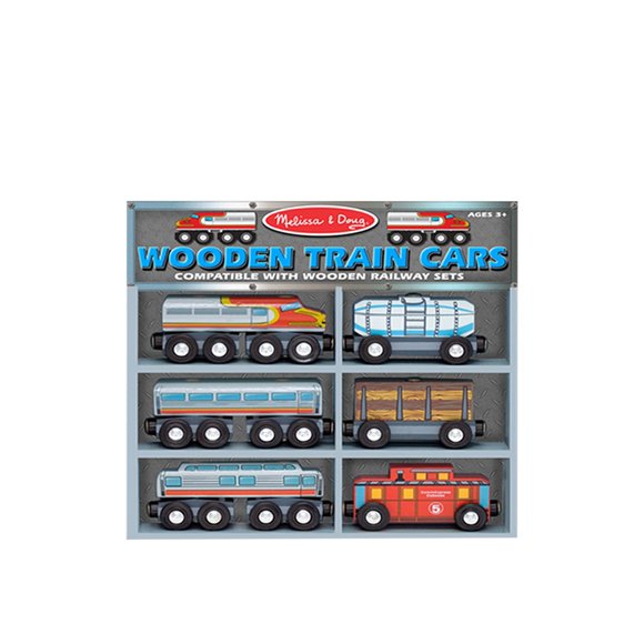 Set de vagones de tren de madera Melissa & Doug, 8 piezas, pintados a mano