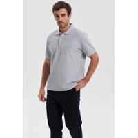 Fashionspark - Polera Hombre Piqué Básica Lisa Gris Melange - Ll