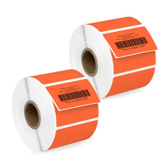 Etiqueta HouseLabels 2.25" x 1.25", núcleo de 1", naranja