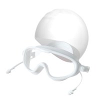 Ioensy - Gafas De Natación Y Gorro, Gafas De Natación Portátiles Para Buceo, Natación, Piscina, Color Blanco