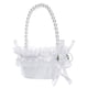 thumbnail image 3 of Cesta de flores de satén, cesta de boda Fariy, accesorios para fotos de novia, lazo blanco con mango, decoración con perlas, cestas de flores de boda , 12cmx18cm, 3 of 5